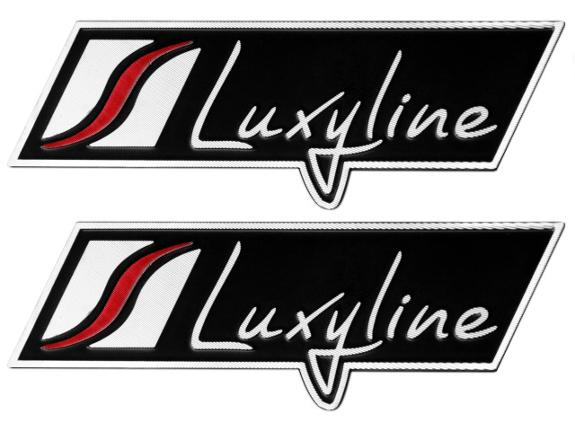2 plaquettes Luxyline en aluminium logobadgesigle