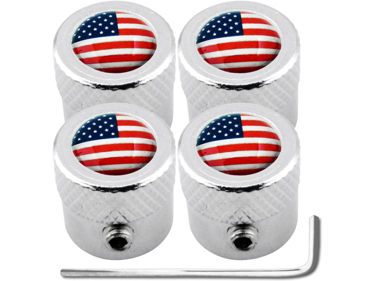4 American flag USA United States "striated" antitheft valve caps