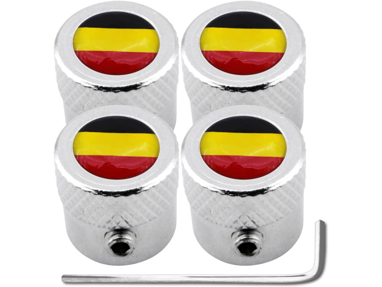 4 Antidiebstahl-Ventilkappen Belgien Flagge Belgisch "gestreift"