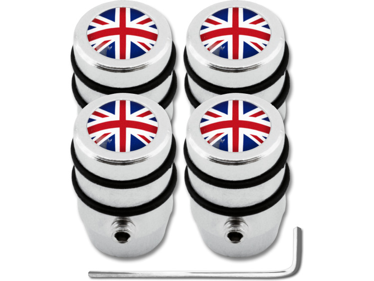4 Antidiebstahl-Ventilkappen England Vereinigtes Königreich Englisch British Union Jack "Design"