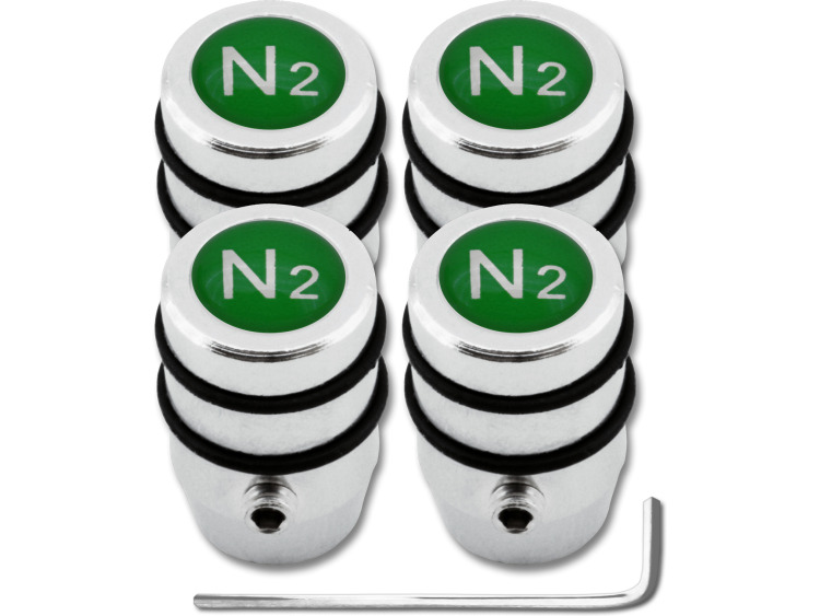 4 Antidiebstahl-Ventilkappen Stickstoff N2 grün "Design"