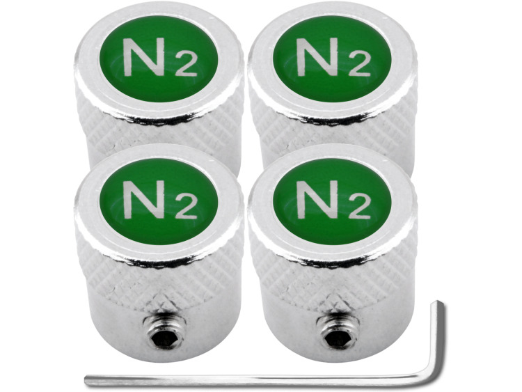4 Antidiebstahl-Ventilkappen Stickstoff N2 grün "gestreift"