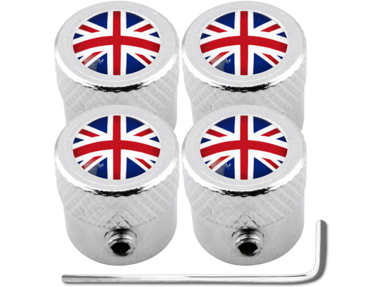 4 bouchons de valve antivol Angleterre Royaume-Uni Anglais Union Jack British England "strié"