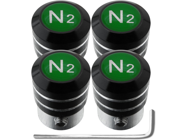 4 bouchons de valve antivol Azote N2 vert "black"