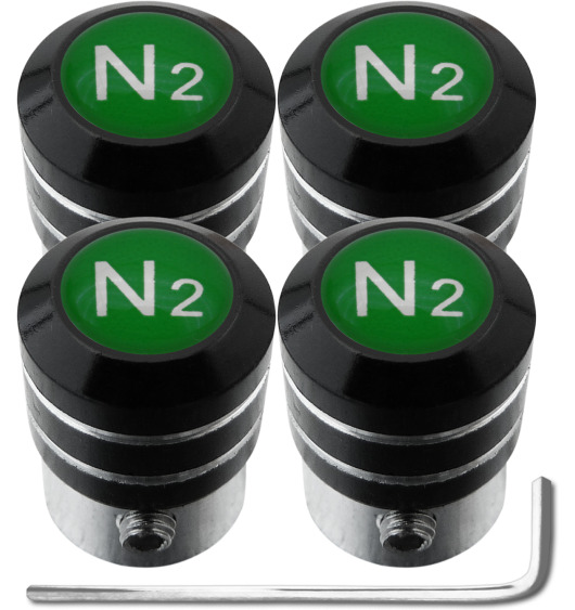 4 Nitrogen N2 green "black" antitheft valve caps