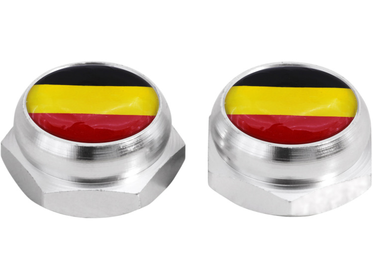 Cache-rivets pour plaque d'immatriculation drapeau Allemand Allemagne (argent)