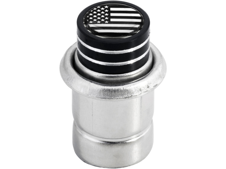 Cigarette lighter American flag USA United States "short" black & chrome