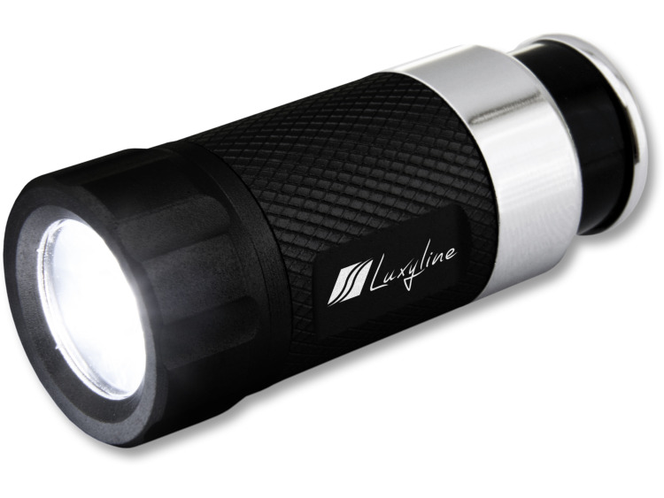LED flashlight, rechargeable on the cigarette lighter black