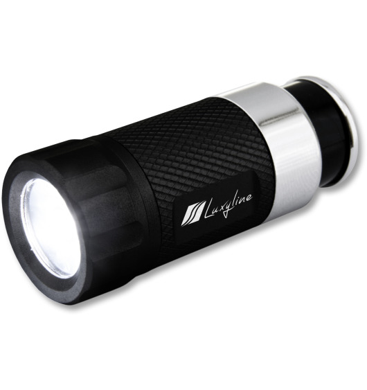 LED-Taschenlampe, aufladbar am Zigarettenanz&uuml;nder schwarz