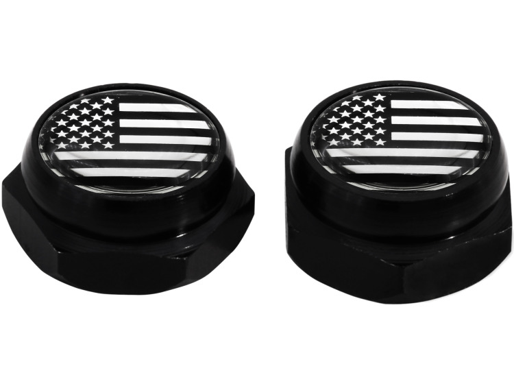 Rivet-Covers for Licence Plate American flag USA United States (black) chrome