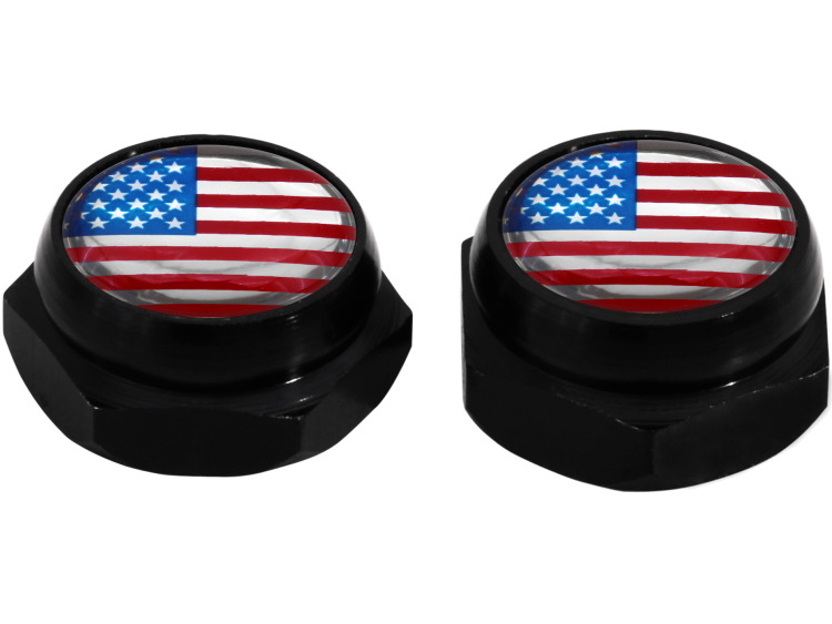 Rivet-Covers for Licence Plate American flag USA United States (black)