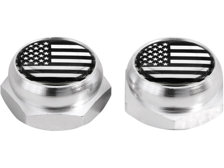 Rivet-Covers for Licence Plate American flag USA United States (silver) chrome