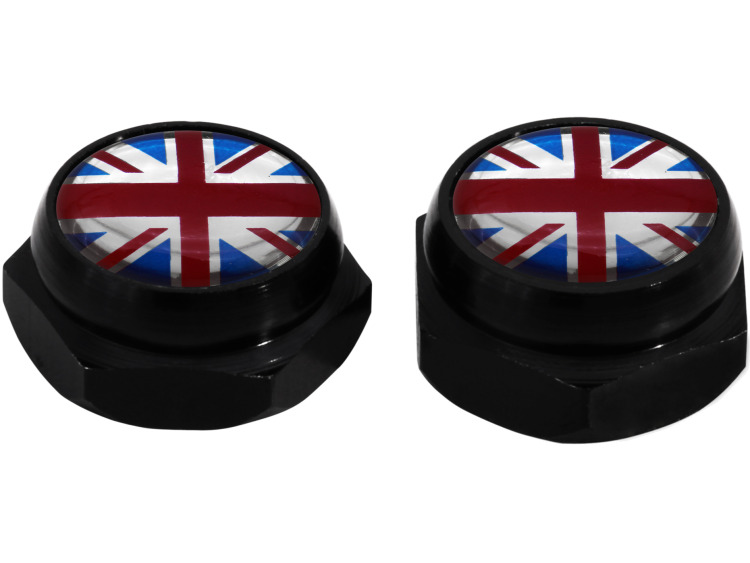 Rivet-Covers for Licence Plate British flag Great Britain UK (black)